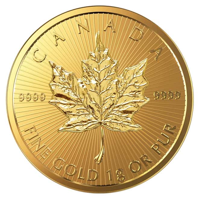 2016 1 gram Gold Maple Leaf .9999 Fine - Maplegram8 (From Individual Assays)