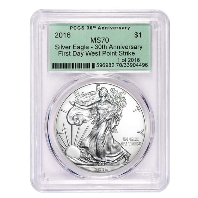 2016 1 oz Silver American Eagle $1 Coin PCGS MS 70 OGH FDOI First Day WP Strike 1 of 2016
