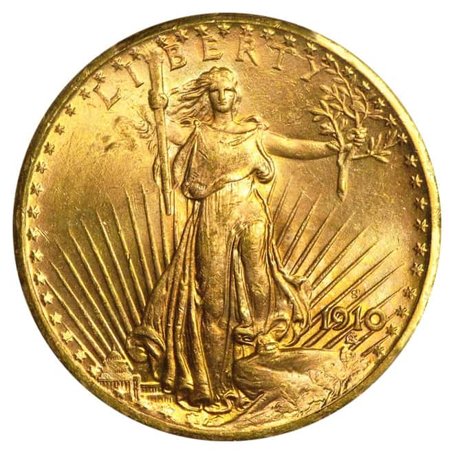 1910-S $20 St. Gaudens Gold Double Eagle PCGS MS 61