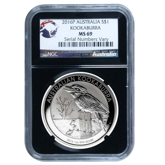2016 1 oz Silver Australian Kookaburra Perth Mint NGC MS 69 Retro Holder