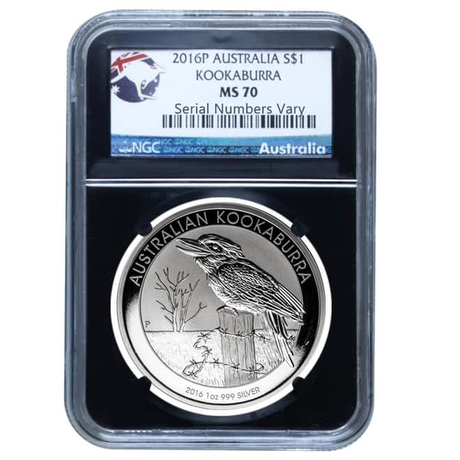 2016 1 oz Silver Australian Kookaburra Perth Mint NGC MS 70 Retro Holder