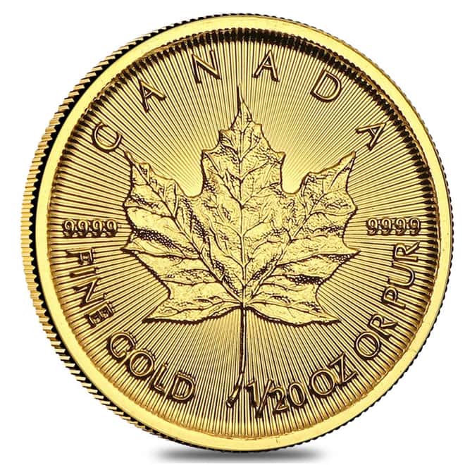 1/20 oz Canadian Gold Maple Leaf $1 Coin (Random Year)