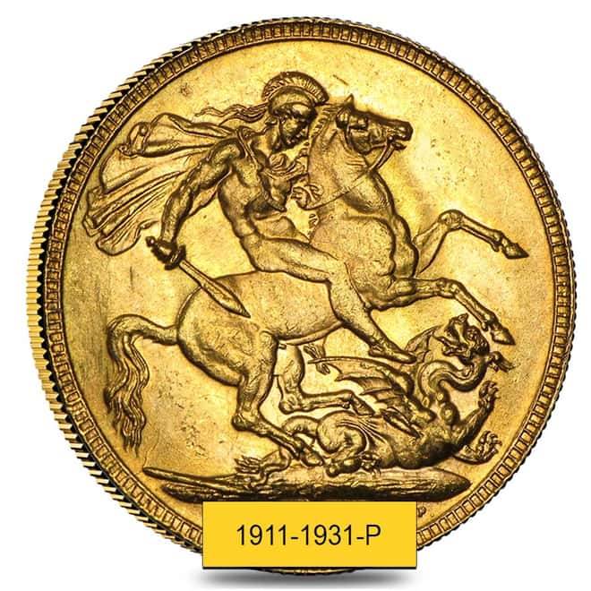 1911-1931-P Australia Gold Sovereign George V Avg Circ