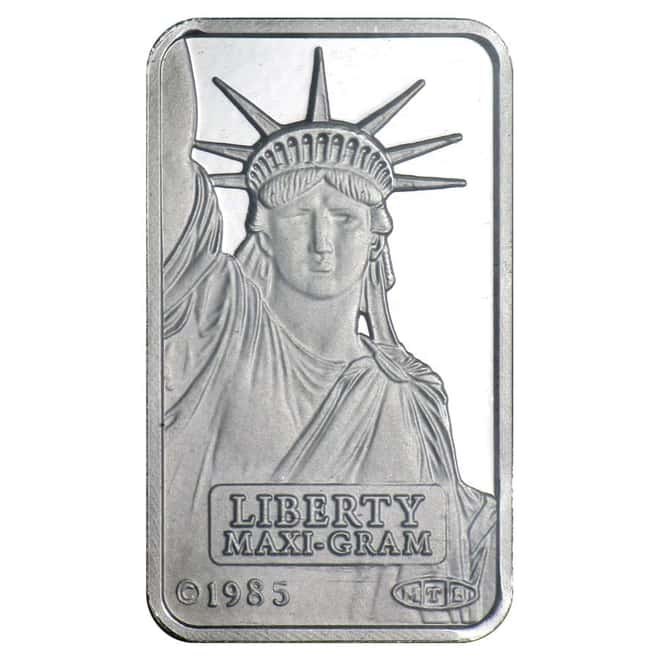 5 gram Credit Suisse Statue of Liberty Platinum Bar .9995 Fine (In Assay)