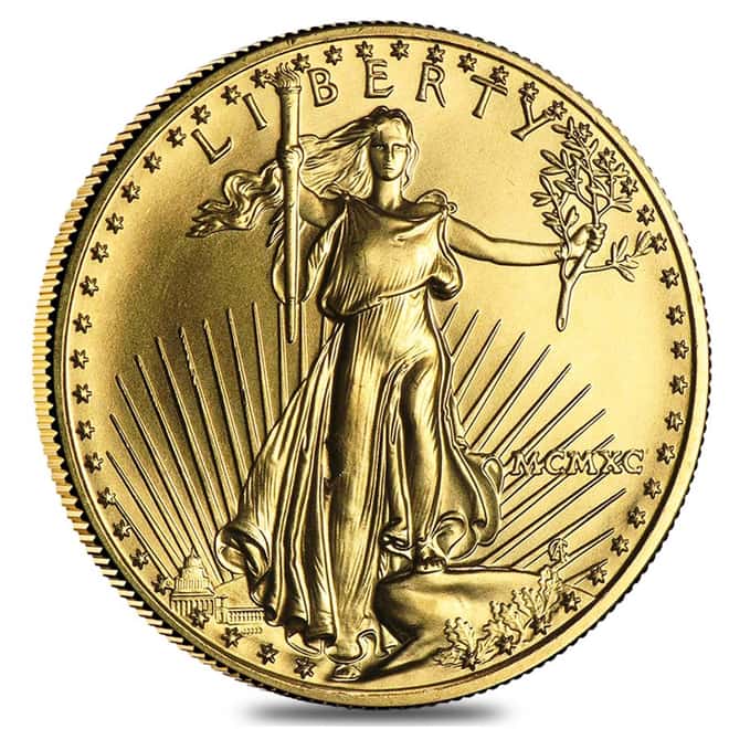 1990 1/2 oz Gold American Eagle BU (MCMXC) 
