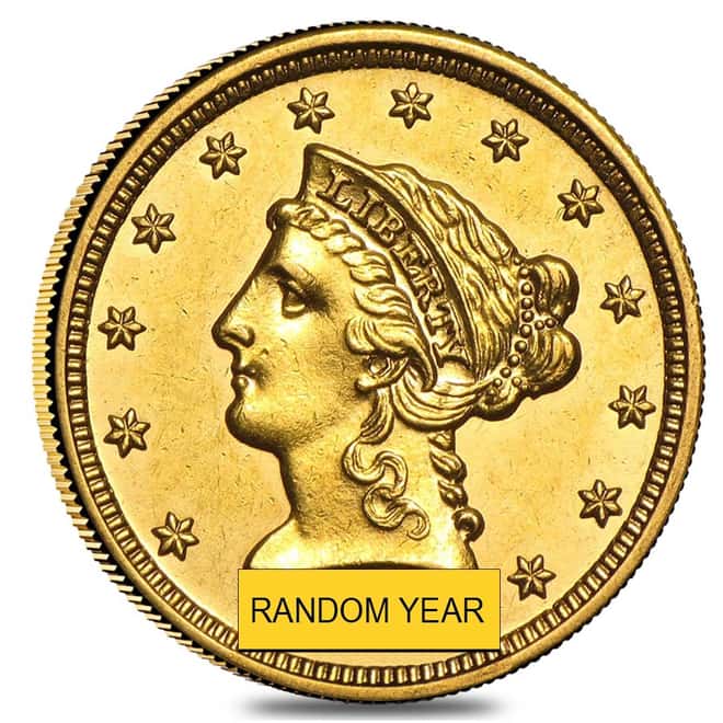 $2.5 Gold Quarter Eagle Liberty Head - Almost Uncirculated AU (Random Year)