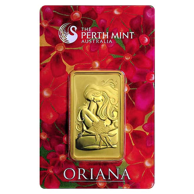 1 oz Perth Mint Oriana Design Gold Bar .9999 Fine (In Assay)