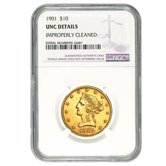 1901 $10 Gold Liberty Head Eagle Coin NGC UNC Details  