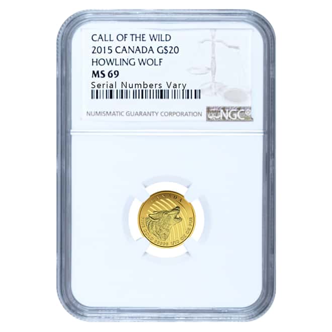 2015 1/10 oz Canadian Gold Howling Wolf NGC MS 69
