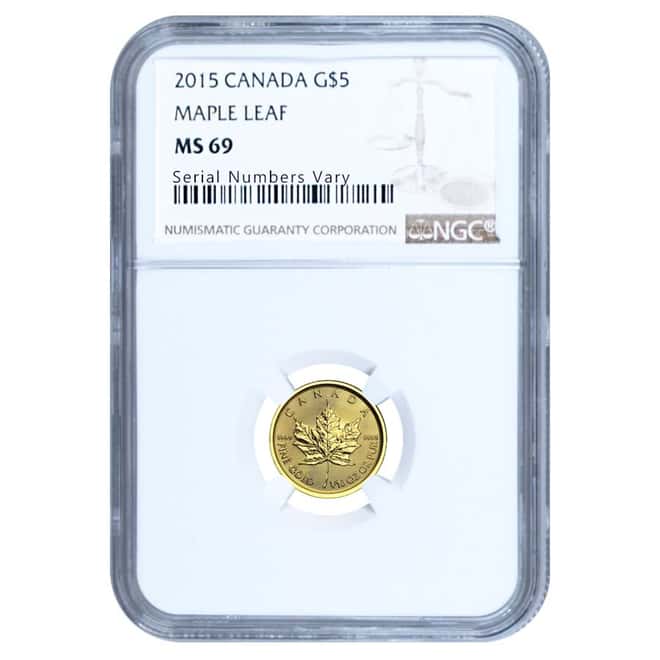 2015 1/10 oz Canadian Gold Maple Leaf NGC MS 69