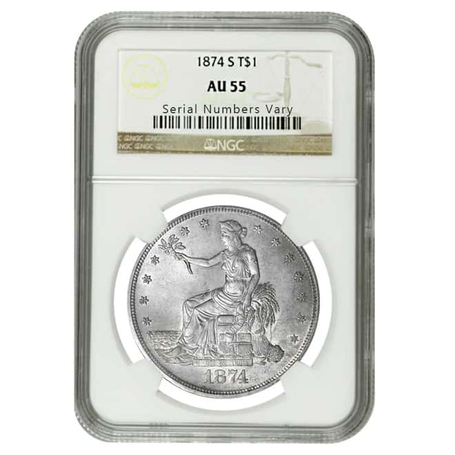 1874-S Silver Trade Dollar NGC AU 55