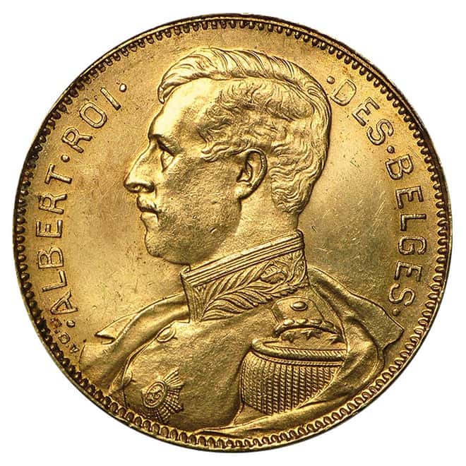 1914 Belgium Gold 20 Francs Albert I Avg Circ AGW .1867 oz