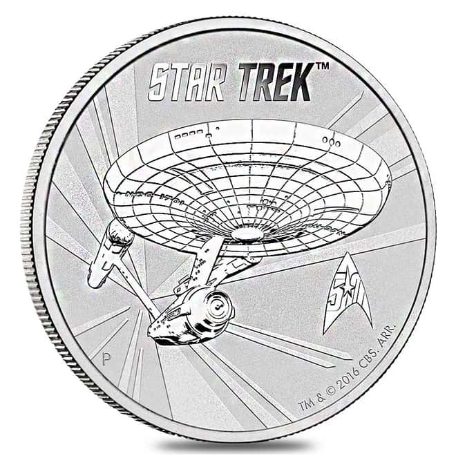 2016 1 oz Tuvalu Star Trek Enterprise Silver Coin .999 Fine Silver      
