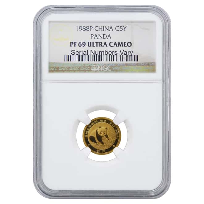 1988-P 1/20 oz China Gold Panda 5 Yuan NGC PF 69 UCAM