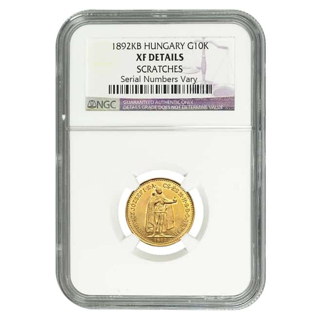 1892 Hungary Gold 10 Korona NGC XF Details