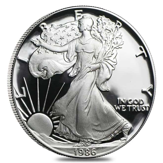 1986-S 1 oz Proof Silver American Eagle (w/Box & COA)