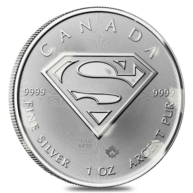 2016 1 oz Silver Canadian Superman: S-Shield .9999 Fine $5 Coin (Milky)