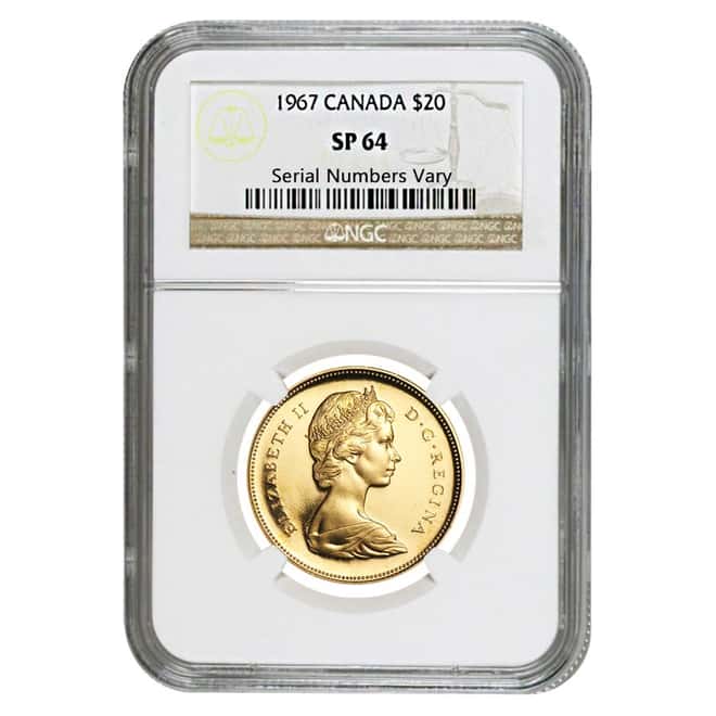 1967 Canada Gold $20 Confederation NGC SP 64