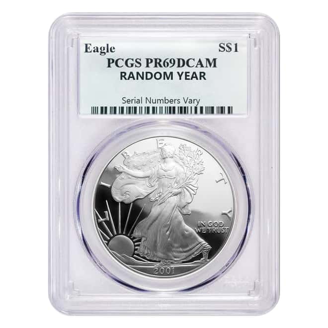 1 oz Silver American Eagle PCGS PF 69 DCAM (Random Year)