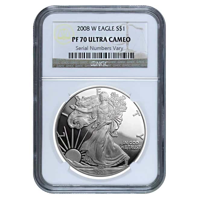 2008 W 1 oz Silver American Eagle $1 Coin NGC PF 70 UCAM
