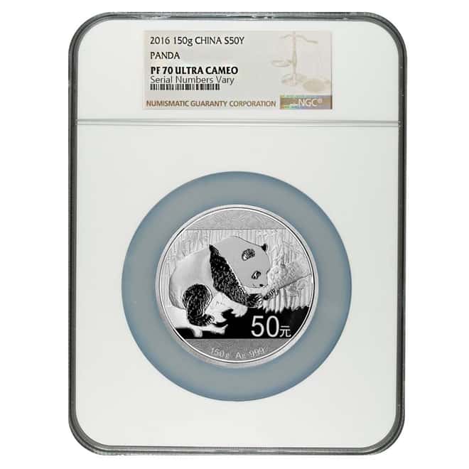 2016 150 gram Chinese Silver Panda 50 Yuan NGC PF 70 (w/Box & COA)