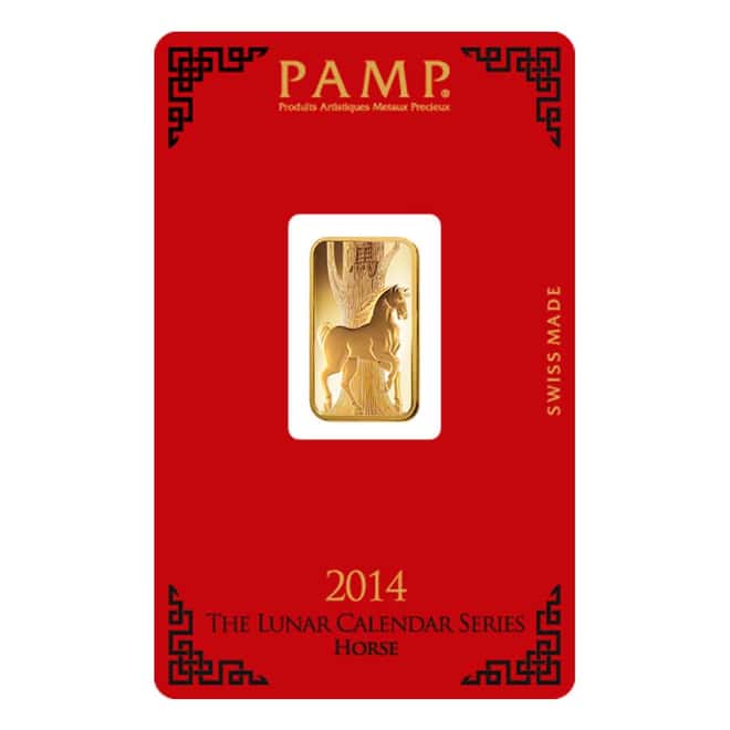 Box of 25 - 5 gram PAMP Suisse Year of the Horse Gold Bar (In Assay)