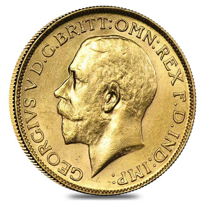 1918-I India Gold Sovereign George V AU