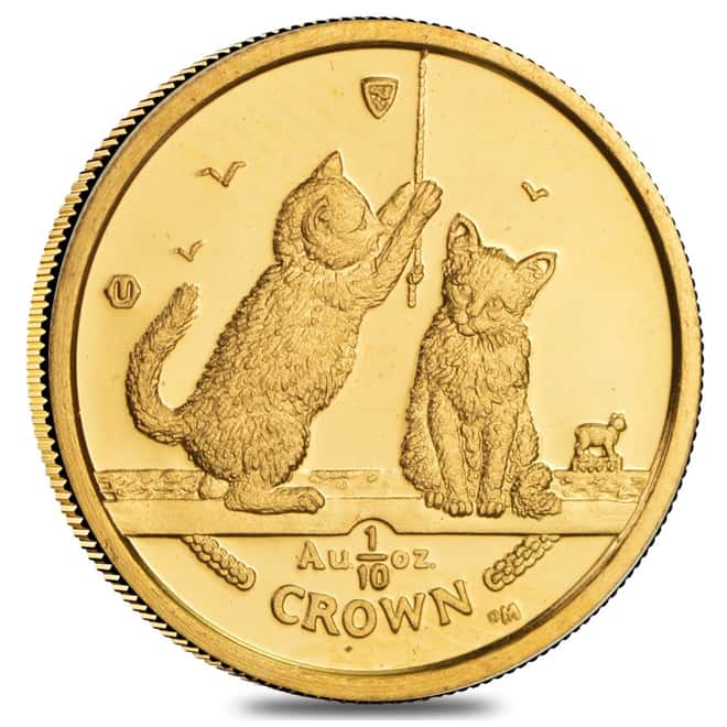 2001 Isle of Man 1/10 oz Gold Somali Kittens NGC MS 66