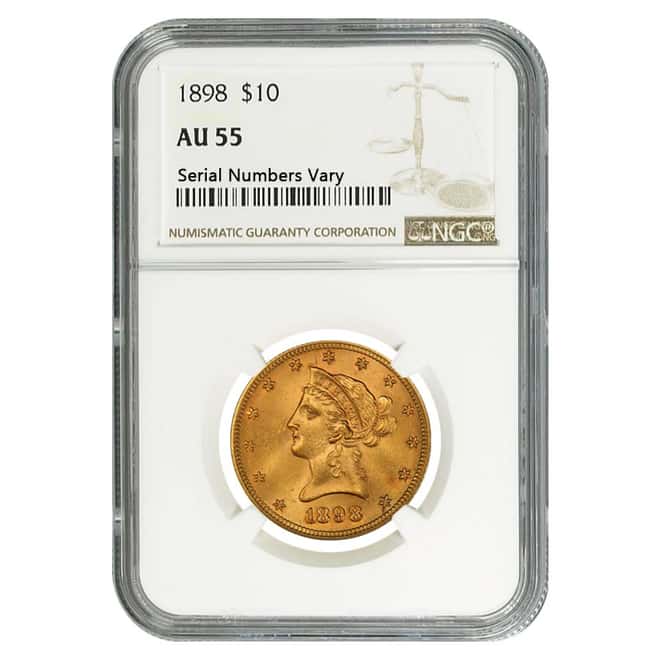 1898 $10 Liberty Head Gold Eagle Coin NGC AU 55