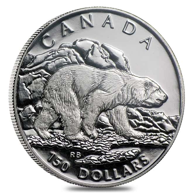 1990 $150 1/2 oz Proof Canadian Platinum Polar Bear Coin