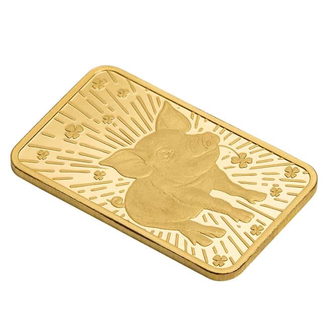 5 Gram PAMP Suisse Lucky Pig Gold Bar .9999 Fine (in Assay)