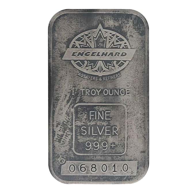 1981 1 oz Engelhard Commercial Maple Leaf Silver Bar (Centered Weight)