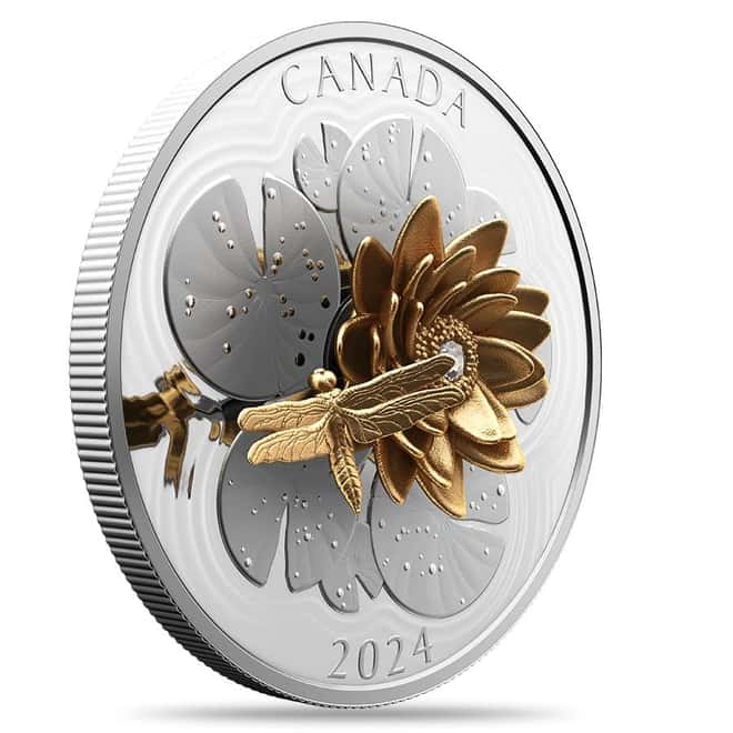 2024 Canada 5 oz The Dragonfly and The Bloom Silver Coin