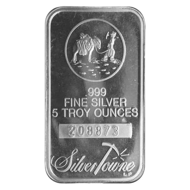 5 oz SilverTowne Prospector Silver Bar .999 Fine