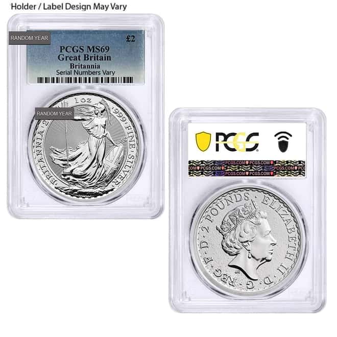 1 oz Great Britain Silver Britannia NGC / PCGS MS 69 (Random Year)