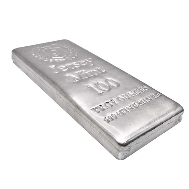 Box of 5 - 100 oz Jersey Mint Silver Bar .999 Fine