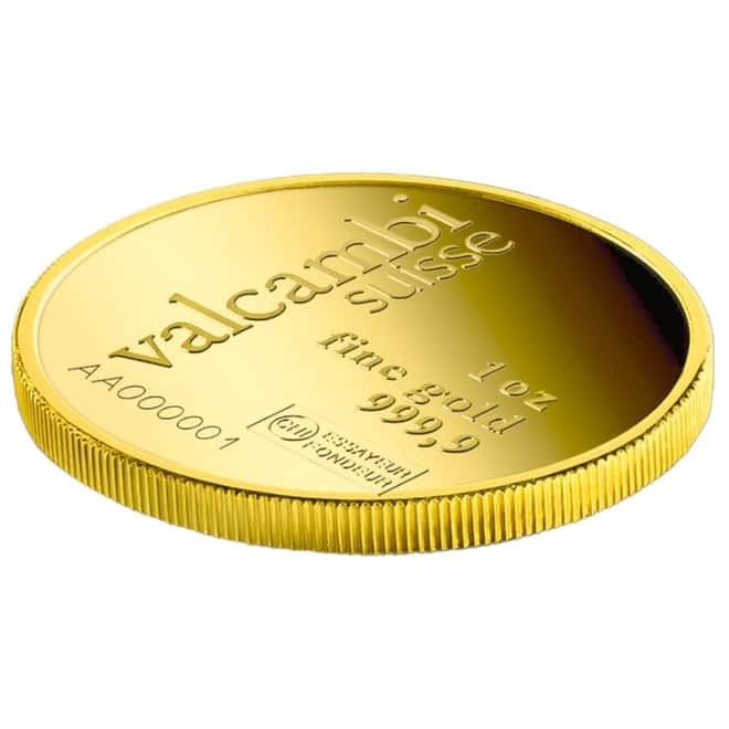 1 oz Gold Round Valcambi Suisse .9999 Fine (In Assay)