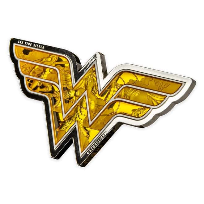 2022 Cook Islands 1 oz DC Comics Wonder Woman Emblem Shaped Silver Coin (w/Box)