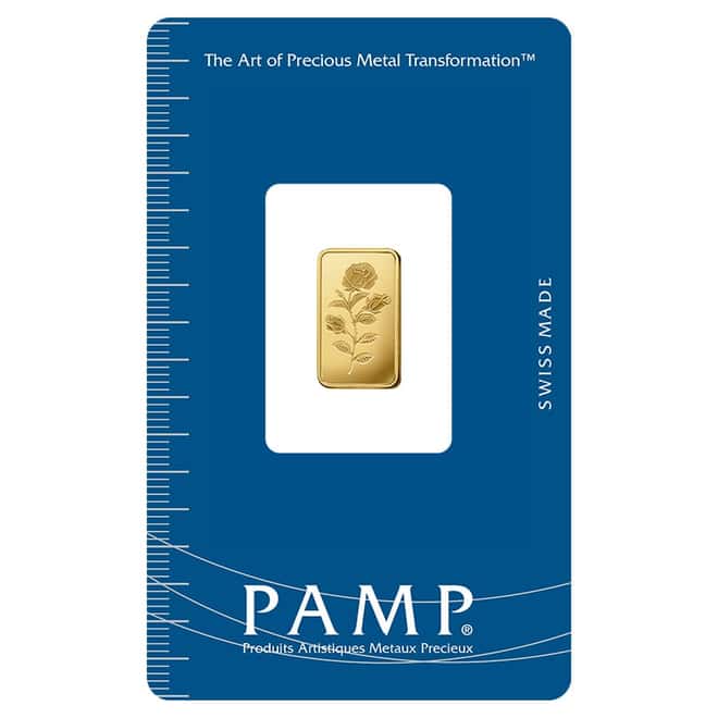 Box of 25 - 1 Gram PAMP Suisse Rosa Gold Bar .9999 Fine (in Assay)