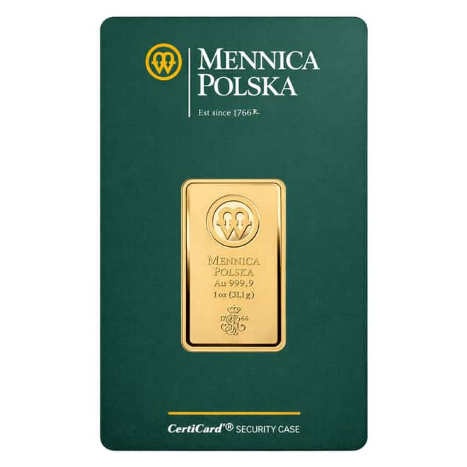 1 oz Mint of Poland Gold Bar .9999 Fine (in Assay)