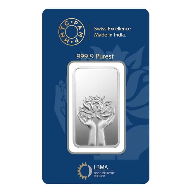 1 oz MMTC PAMP Lotus Silver Bar .9999 Fine (In Assay)