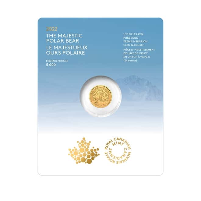 2022 Canada 1/10 oz Gold The Majestic Polar Bear Coin .9999 Fine (In Assay)