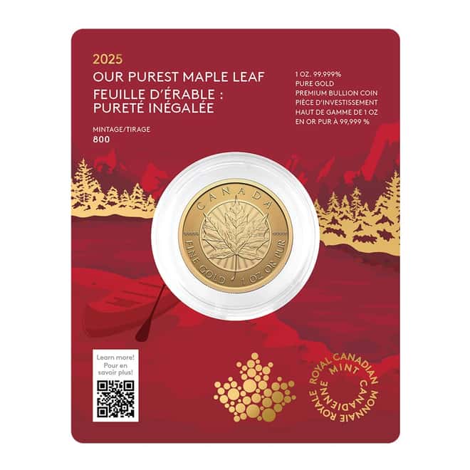 2025 Canada 1 oz Our Purest Maple Leaf Gold Coin .99999 Fine (in Assay)