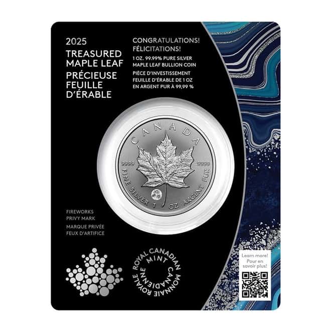 2025 Canada 1 oz Treasured Silver Maple Leaf Congratulations Privy Coin (in Assay)