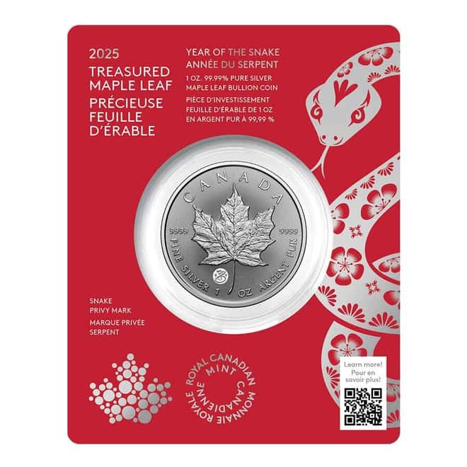 2025 Canada 1 oz Treasured Silver Maple Leaf Snake Privy Coin (in Assay)