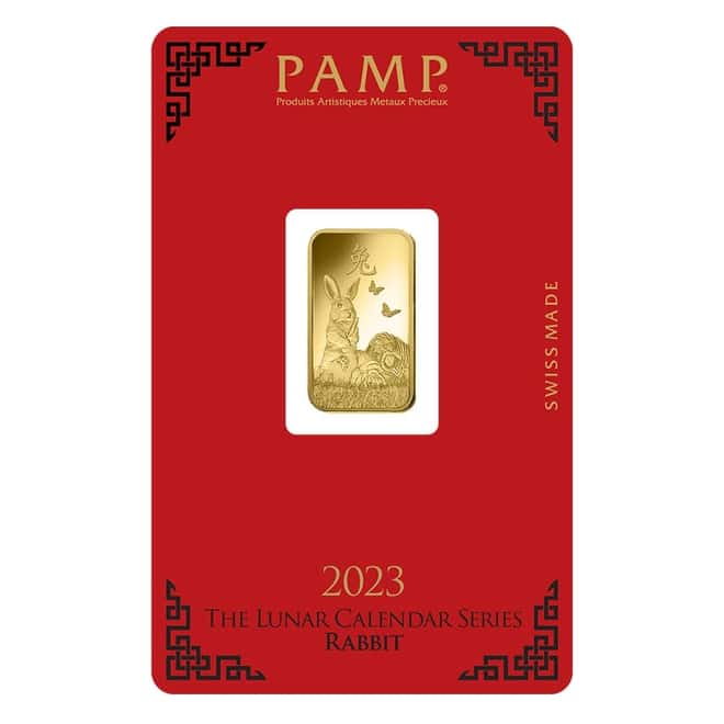 5 gram PAMP Suisse Year of the Rabbit Gold Bar (In Assay)