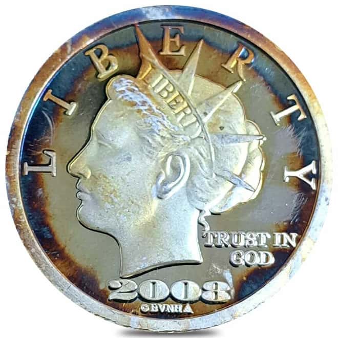 2008 1/5 oz NORFED Liberty Dollar Silver Round .999 Fine