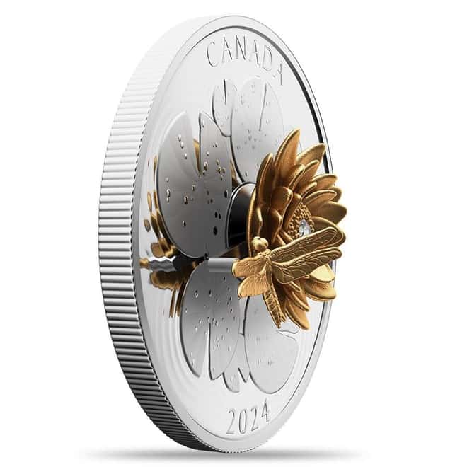 2024 Canada 5 oz The Dragonfly and The Bloom Silver Coin