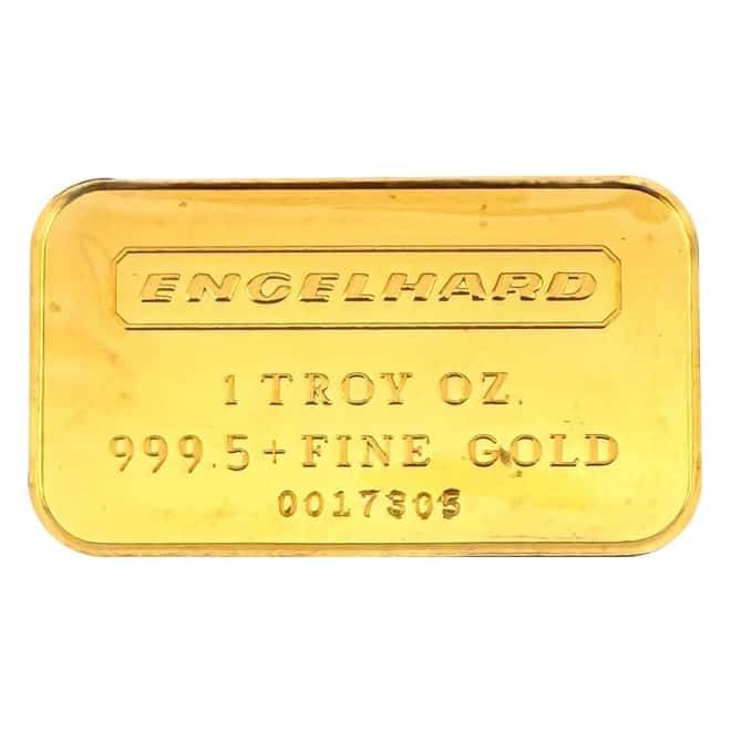 1 oz Engelhard Gold Vintage Bar Frosted Back .9995+ Fine (Original Seal)
