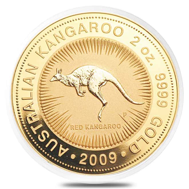 2009 2 oz Australian Kangaroo $200 Gold Coin .9999 Fine Gold In Cap